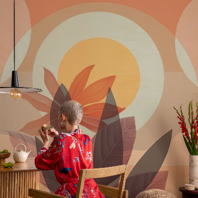 Vlies-Fototapete fürs Wohnzimmer mit einem floralen, abstrakten Motiv