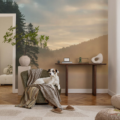 Vlies-Fototapete fürs Schlafzimmer mit Motiv 'Nebliger Morgen' für ein ruhiges Raumambiente