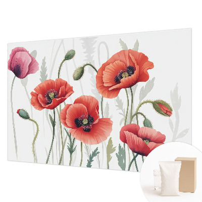 Wand-Fototapete mit roten Mohnblumen