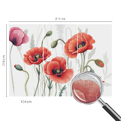Wand-Fototapete mit roten Mohnblumen