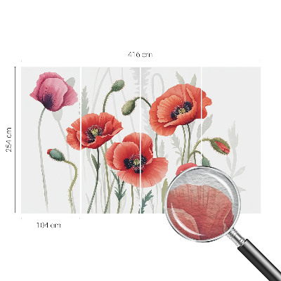 Wand-Fototapete mit roten Mohnblumen