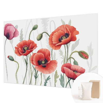 Wand-Fototapete mit roten Mohnblumen