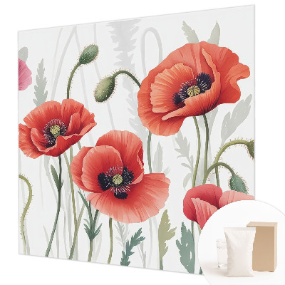 Wand-Fototapete mit roten Mohnblumen