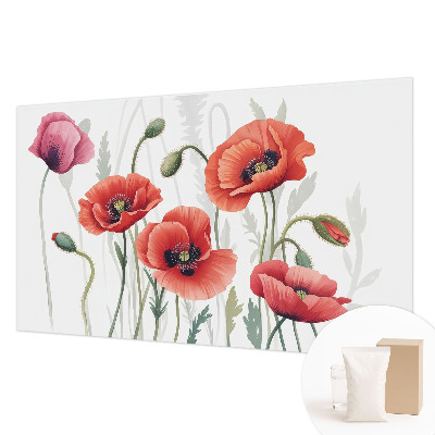 Wand-Fototapete mit roten Mohnblumen