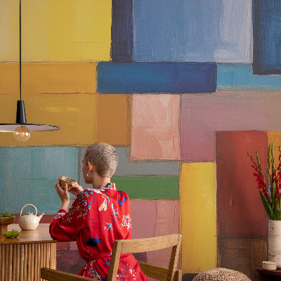 Vlies-Fototapete fürs Kinderzimmer mit bunten rechtecken als muster