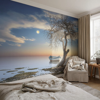 Vliestapete fürs Wohnzimmer mit einem Motiv einer friedlichen Landschaft