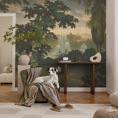 Fototapete fürs Wohnzimmer mit Motiv eines Naturgartens