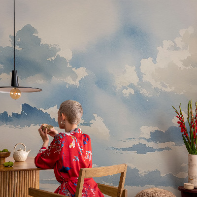 Fototapete fürs Schlafzimmer mit einem Motiv von himmlischen Wolken