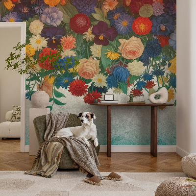 Vlies-Fototapete fürs Kinderzimmer mit bunten Blumenmotiven