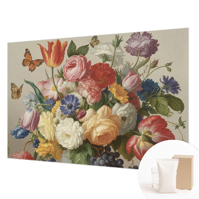 Vliestapete fürs Schlafzimmer mit Blumen- und Schmetterlingsmotiv