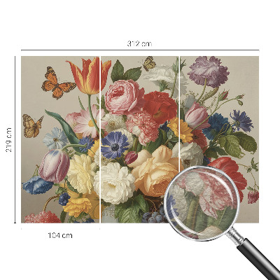 Vliestapete fürs Schlafzimmer Blumen und Schmetterlinge