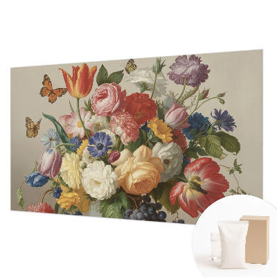 Vliestapete fürs Schlafzimmer mit Blumen- und Schmetterlingsmotiv