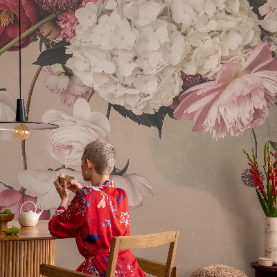 Bedruckte Vlies-Fototapete mit romantischem Blumenmotiv