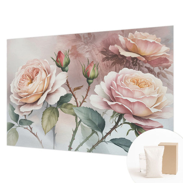 Fototapete fürs Wohnzimmer mit Pastellrosen