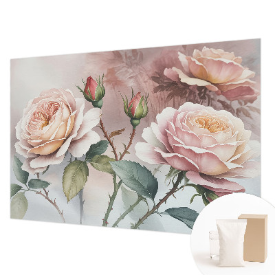 Fototapete fürs Wohnzimmer mit Pastellrosen