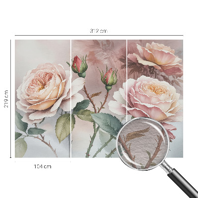 Fototapete fürs Wohnzimmer mit Pastellrosen