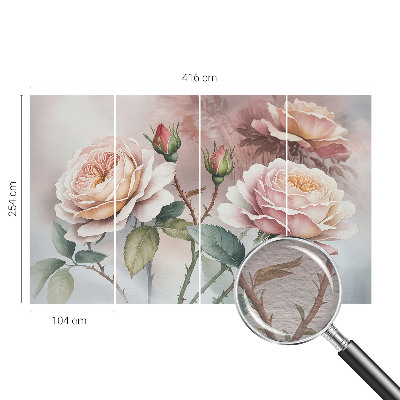Fototapete fürs Wohnzimmer mit Pastellrosen