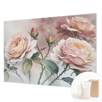 Fototapete fürs Wohnzimmer mit Pastellrosen
