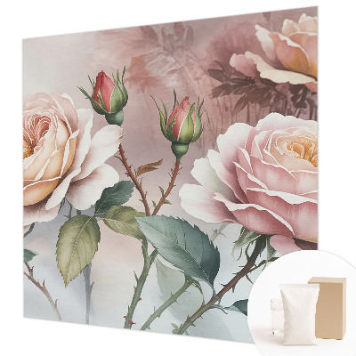 Fototapete fürs Wohnzimmer mit Pastellrosen