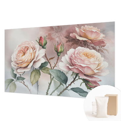 Fototapete fürs Wohnzimmer mit Pastellrosen