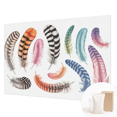 Vlies-Fototapete fürs Wohnzimmer mit pastellfarbenen Federn