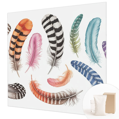 Vlies-Fototapete fürs Wohnzimmer Pastellfarbene Federn