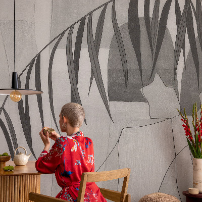 Vlies-Fototapete fürs Kinderzimmer mit einem abstrakten Palmenmotiv