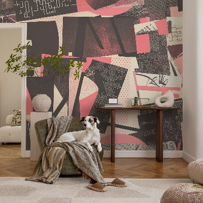Vliestapete fürs Wohnzimmer mit geometrischer Collage