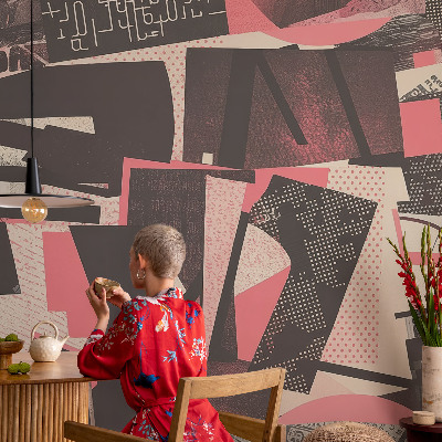 Vliestapete fürs Wohnzimmer mit geometrischer Collage