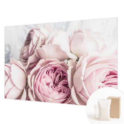 Fototapete fürs Wohnzimmer mit rosafarbenen Rosenmotiv