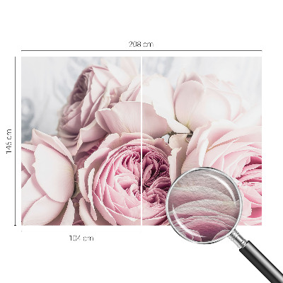 Fototapete fürs Wohnzimmer mit rosafarbenen Rosenmotiv