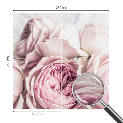 Fototapete fürs Wohnzimmer mit rosafarbenen Rosenmotiv