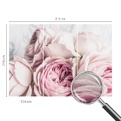 Fototapete fürs Wohnzimmer mit rosafarbenen Rosenmotiv