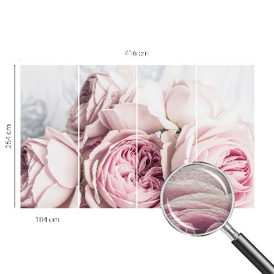 Fototapete fürs Wohnzimmer mit rosafarbenen Rosenmotiv