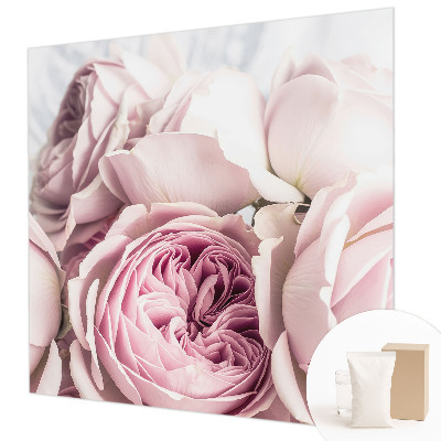 Fototapete fürs Wohnzimmer mit rosafarbenen Rosenmotiv