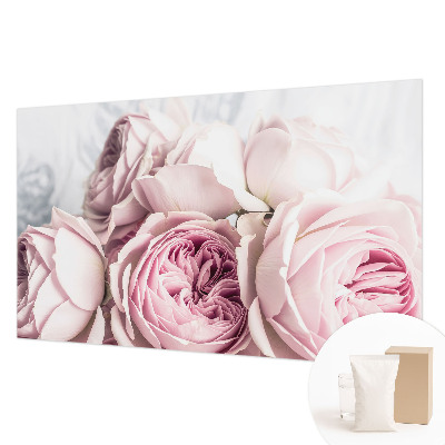 Fototapete fürs Wohnzimmer mit rosafarbenen Rosenmotiv