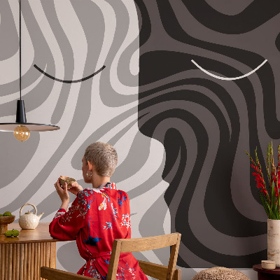 Vlies-Fototapete fürs Schlafzimmer mit abstrakten Gesichtern als Motiv