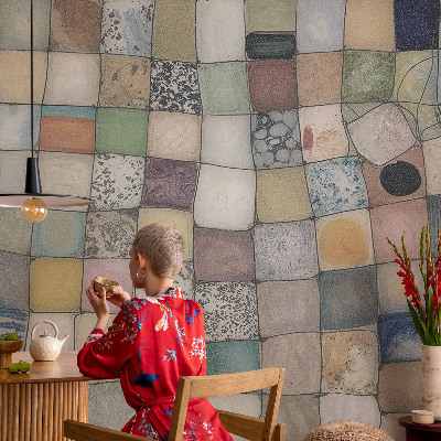 Fototapete mit farbenfrohem Mosaikmotiv