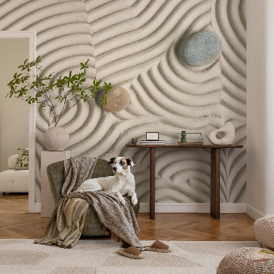Fototapete fürs Wohnzimmer mit harmonischen Wellen als dezentem Wandmotiv