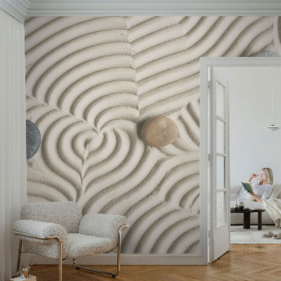 Fototapete fürs Wohnzimmer mit harmonischen Wellen als dezentem Wandmotiv