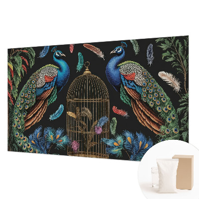 Vlies-Fototapete fürs Schlafzimmer mit exotischem Pfauenmotiv