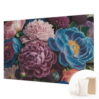 Fototapete fürs Wohnzimmer mit bunten Blumen