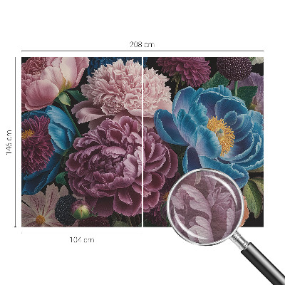Fototapete fürs Wohnzimmer mit bunten Blumen