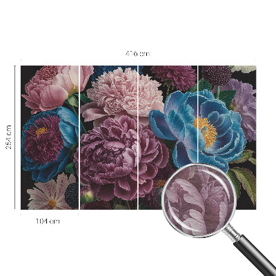 Fototapete fürs Wohnzimmer mit bunten Blumen