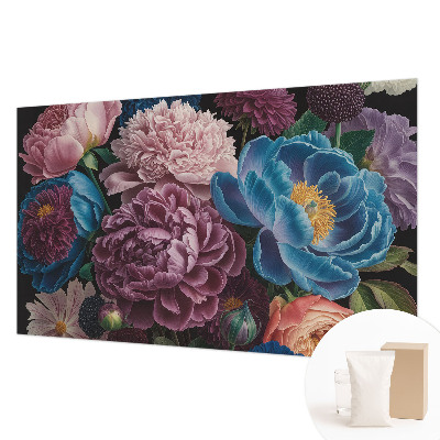 Fototapete fürs Wohnzimmer mit bunten Blumen