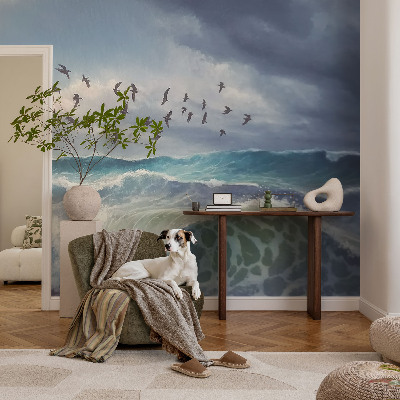 Vliestapete fürs Schlafzimmer mit Motiv Meereswellen