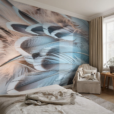 Bildtapete mit blauem Federdesign