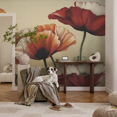 Fototapete nach Maß mit fröhlichem Mohnblumen-Motiv