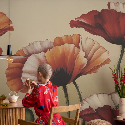 Fototapete nach Maß mit fröhlichem Mohnblumen-Motiv