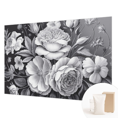 Dekorative Wand-Fototapete Graue Blumen